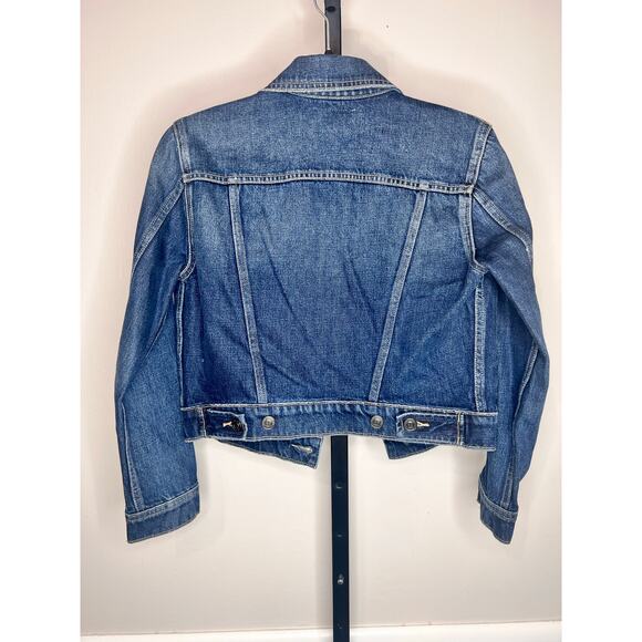Current/Elliott The Baby Denim Trucker Jean Jacket Grassland Women's Size 0 NWT - Picture 6 of 9